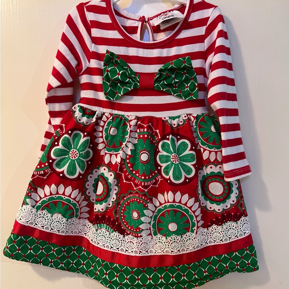 Counting Daisies Holiday Candy Stripe Dress, size 2T